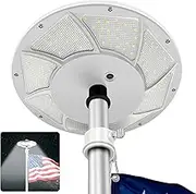Solar Flag Pole Light 176 LED, 880 Lumens Brightest, 100% Flag Coverage, 6800MAH Downlight Last Up to 10 Hrs, IP67 Waterproof Auto On/Off