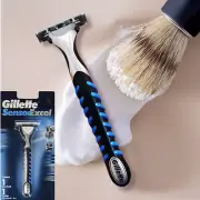 2X Gillette Sensor Excel Men's Razor Handle Twin Blade Pivoting Head Precision