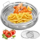 Air Fryer Basket for Oven,2 Pieces Set Round Silver 12.9'' Non-stick Stainles...