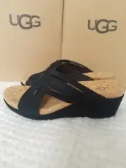 Ugg Women's Lilah Suede Platform Wedge Sandals black Size 9