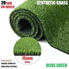 20SQM Synthetic Grass Artificial Grass Turf Plastic Fake Plant Lawn -15mm Olive