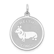 Sterling Silver Rhodium-Plated Welsh Corgi Disc Charm