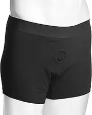 STRAP U Armor Boxer Harness with O-Ring Made with Breathable Cotton Blend for Men Women. Supportive Elastic Fits Most Strap On Dildos Band Machine Washable. Medium/Large - Black