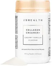 JSHealth Vitamins Collagen Creamer - Creamy Vanilla Collagen Creamer for Coffee - Dairy Free Healthy Coffee Creamer, Marine Collagen Peptides (30 Servings)