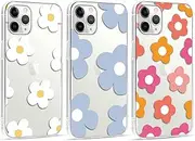 Foonary Pack of 3 Transparent Case for Apple iPhone 11 Pro 5.8 Inches, Mobile Phone Case with Pattern Girls Aesthetic Flowers Pattern Motif Design Case, Silicone Shockproof Protective Cover for iPhone