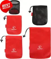 5-Pack Mesh Nylon Stuff Sack Set, Drawstring Storage Pouch for Travel Hiking
