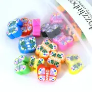 30 Assorted Color & Size Handmade Polymer Clay Butterfly Bug Beads 6mm - 9mm
