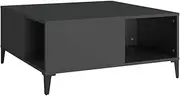 vidaXL Black Coffee Table- Industrial Style - Compact Built of Engineered Wood and Metal - 80 x 80 x 36.5 cm - Ideal for Living Room