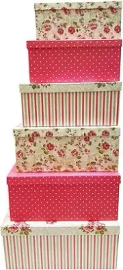 Elegant Decorative Themed Extra Large Nesting Gift Boxes -6 Boxes- Nesting Bo...