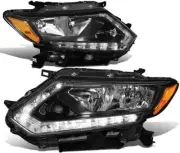 FOR 14-16 NISSAN ROGUE BLACK HOUSING AMBER CORNER LED DRL HEADLIGHT HEAD LAMPS (for: Nissan)