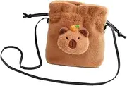 [Frediuo] Capybara Shoulder Bag Cartoon Purse Shopping Bag Portable Cute Plush Handbag Phone Bag for Children Small Items Lipstick