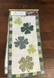 Storehouse St Patricks Day Quilted Clover Print Reversible table Runner 16”X72”