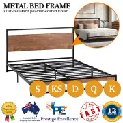Metal Bed Frame Queen Double King Single Size Beds Base Platform Slatted Design