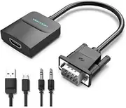 0.5m VGA to HDMI Converter Cable Transmits Video and Audio in High Definition Black