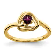 Solid 14k Yellow Gold Rhodolite Simulated Garnet Triangle Ring