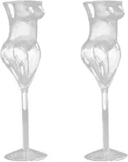 Sztxj 2 Pieces Women Cocktail Body Shaped Glass Wine Goblet Champagne Glass Whiskey Cups for Home Bar Hen Party