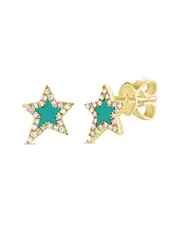Sabrina Designs 14K 0.27 ct. tw. Diamond & Turquoise Star Studs