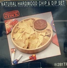 NIB Preferred Stock 12” Natural Hard Wood & Glass Bowl Chip & Dip Appetizer Set