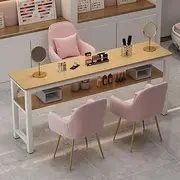 PP-Kic Wooden Manicure Table, Double Layer Beautician Nail Desk, Modern Beautician Workstation, Office Computer Desk, Space Saving, Decor