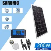 12V 200W Solar Panel Kit Mono Home Fixed Caravan Camping Power Battery Charging