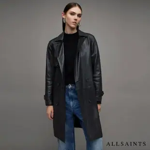 【ALLSAINTS】OKENA 羊皮中長版風衣Black WL088Z(修身版型)