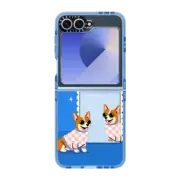 Galaxy Z Flip6 Impact Case Checkered Corgi Mirror