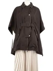 Brown Belted Zipped Cape