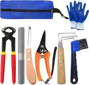 8 inch Farrier Tools Kit (8 Piece) Horse Goat Hoof Trimmers Carbon Steel Nippers