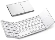 Foldable Wireless Keyboard with Touchpad, Portable Bluetooth Keyboard, Full Size Travel Keyboards for Android Windows iOS, Smartphone, Tablet and Laptop (White)