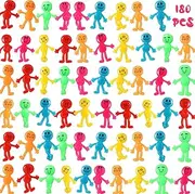 180 Pcs Stretchy Bendable Man Stretchable Smile Figures Assorted Color Bendy Toys Treasure Box Toys for Classroom Carnival Party Prizes Bag Filler Birthday Stress Relief Toys