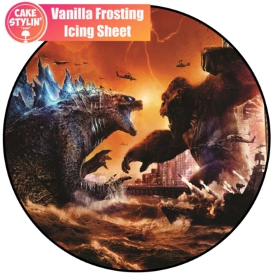 GODZILLA VS. KONG Edible Icing Cake Topper BIRTHDAY PARTY CAKE MOVIE IMAGE