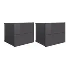 Bedside Cabinets 2 Pcs High Gloss Grey 40X30X30 Cm Chipboard