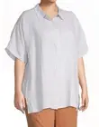 New Womens Eileen Fisher Organic Linen Classic Collar Shirt Top Plus Size 3X