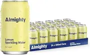 Almighty Lemon Sparkling Water 330ml - 24 Pack, Sugar Free, Low Calorie, Vegan - Natural Flavour, Zero Plastic - Clean & Refreshing Drink - Perfect Thirst Quencher - Charcoal Filtered for Purity