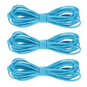 3Pcs Faux Suede Leather String, 4.4 Yards 3mm Flat Suede Cord, Sky Blue