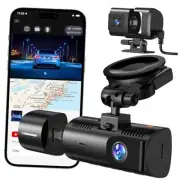 4K Dash Cam Front and Rear Inside, 2 Camera 3 Channels Dash Cam, 5G Wi Black