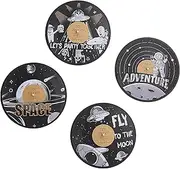 BANOMII 4Pcs Modern Space Wall Art Decor for Outer Space Themed Bedroom, Modern Planet Astronaut Wall Decor, Space Posters for Kids Room Decorations