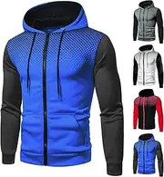 [Generic] Men's Autumn and Winter Sweater Top Stitching Casual Zipper Pocket Sweatshirt Winter Hooded Sweater Top Mens Warm Hoodies Pullover