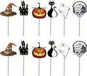 Halloween Cake Decorations | 12X Cake Decor Cupcake Toppers Halloween Cake Toppers - Cupcake Flags Cake Topper Paper Pumpkin Cat Ghost for Haunted House, Bakery