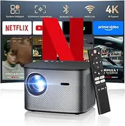 Netflix Official & Android 13.0: Smart Projector Auto Focus/Trapezoidal Correction 28000LM Projector 4K Supported, Full HD 1080P WiFi Bluetooth Smart Projector, Projector Home Cinema/Outdoor Mobile