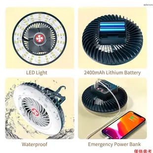 【Mihappyfly】LED 吊扇 2 合 1 野營帳篷風扇帶掛鉤背磁 LED 吊扇戶外露營辦公車應急學生宿舍