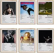ZIENVE Travis Scott Album Cover Posters, Set of 6 Print Music Canvas Wall Art Album Cover Posters Aesthetic Room Decor, 20 x 25cm Unframed