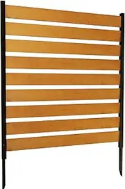 Privacy Fence Panels for Outside No Dig Fence Panels Garden Fence Screen Wooden Air Conditioner Fence Panels for Outdoor Trash Cans, AC, Compost Bin (44" W x 44" H-LOUVERED-1 Panels Wood+Metal)