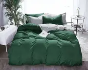 Reversible Super Soft King Size Quilt/Duvet Cover & 2 Pillowcases Set - Green and Grey