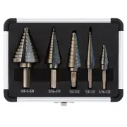 ZELCAN Step Drill Bits, HSS 5PCS Titanium Step Drill Bit Set, 50 Sizes in 5 High