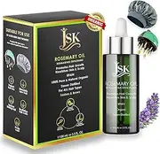 JSK Organic Rosemary Oil for Hair Growth – 100% Pure & Steam-Distilled, USDA Certified, Non-GMO Scalp & Hair Treatment with Hair Scalp Massager, Hair Loss & Dandruff Control, 100ML Glass Bottle + Bonus Silk Hair Bonnet