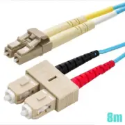 8M LC to SC Fiber Optic 10Gbps Duplex 50/125 Multi-Mode Optical Patch Cable Aqua