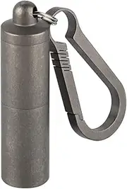 SW631 Titanium Portable Pill Case Keychain,Large Pill Holder Keychain ,2 Compartment Waterproof Pill Box for Outdoor Travel Camping(Include a Large Titanium Keychain Clip)