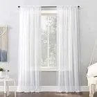 Emily Sheer Voile Rod Pocket Curtain Panel, 59" x 120", White