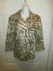 NEW NWT CHICOS TOP SZ 2 JACKET SPANDEX POCKETS BUTTON FRONT STRETCH MACH WASH